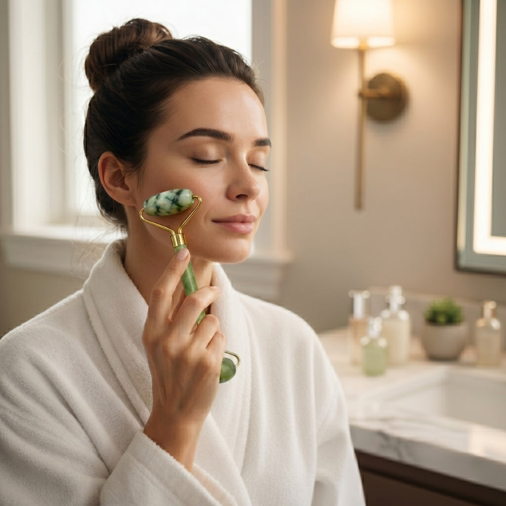 Jade Facial Ritual Set - The Ultimate Cooling & Sculpting Essential for Radiant Skin.